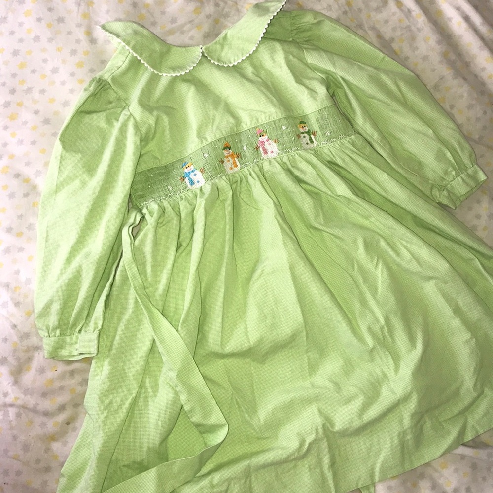 Smocked Snowmen Dress